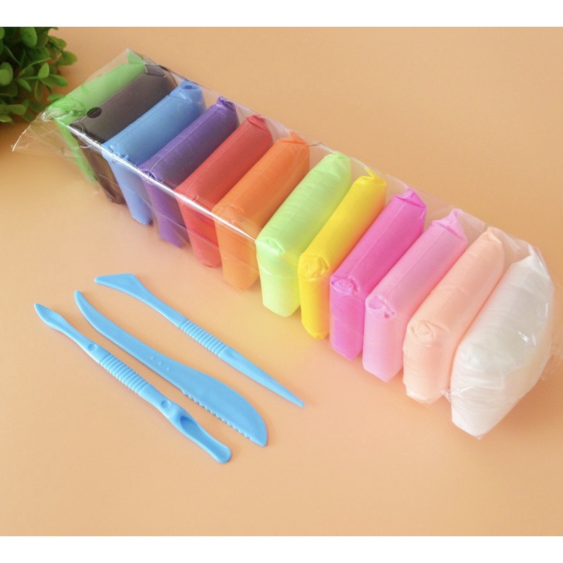 Đất sét tự khô Nhật 12 màu an toàn nặn hình cao cấp siêu nhẹ dành cho bé làm slime trang trí