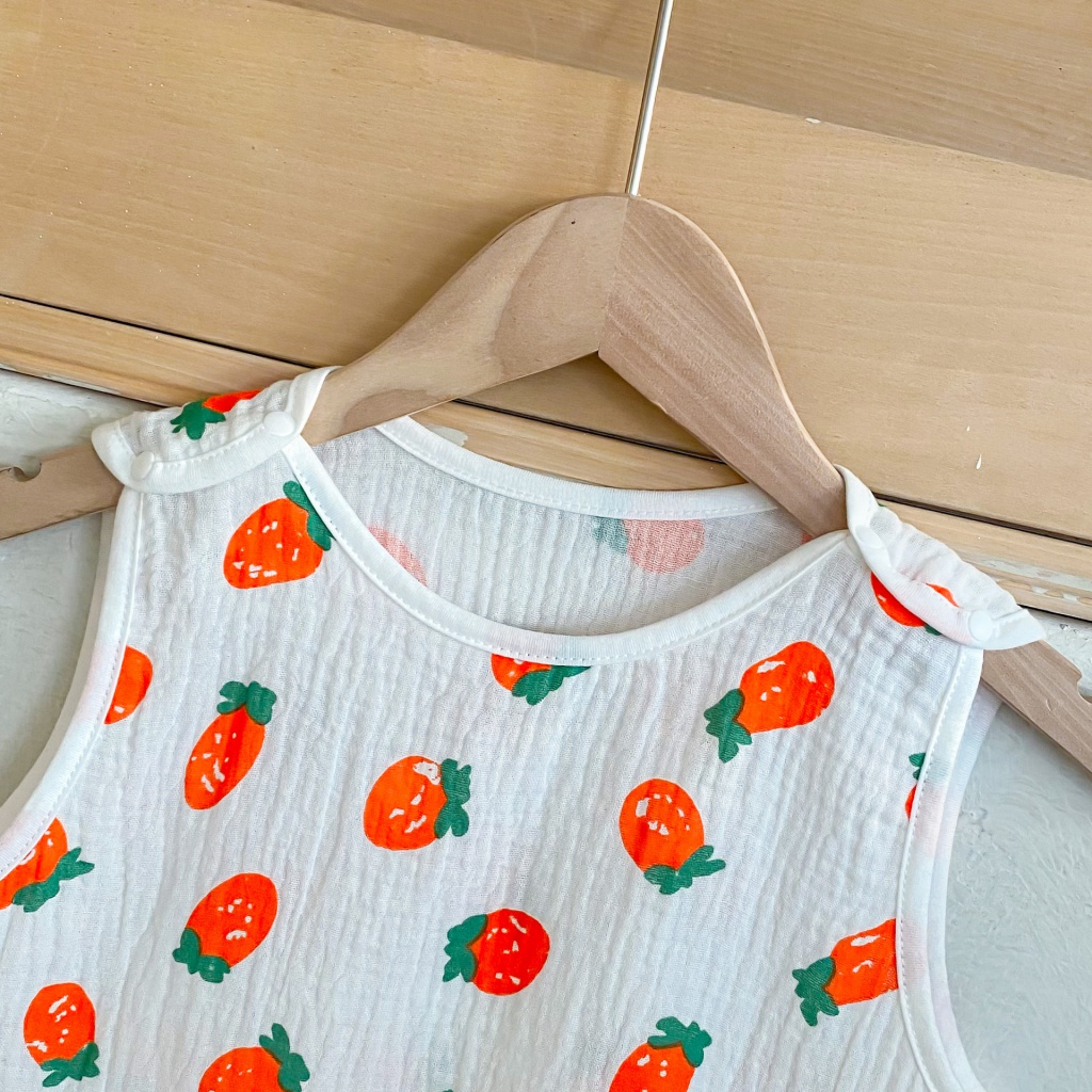 Túi Ngủ Vải Cotton Mỏng Không Tay Chống Đá Dành Cho Bé Vào Mùa Hè