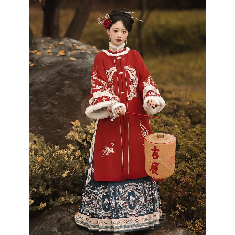 [M &amp; E] Đầm Hán Phục Cổ Tròn Ấm Áp Thời Trang Mùa Đông Yaochi Chính Hãng Dành Cho Bạn Nữ [Cinnabar]