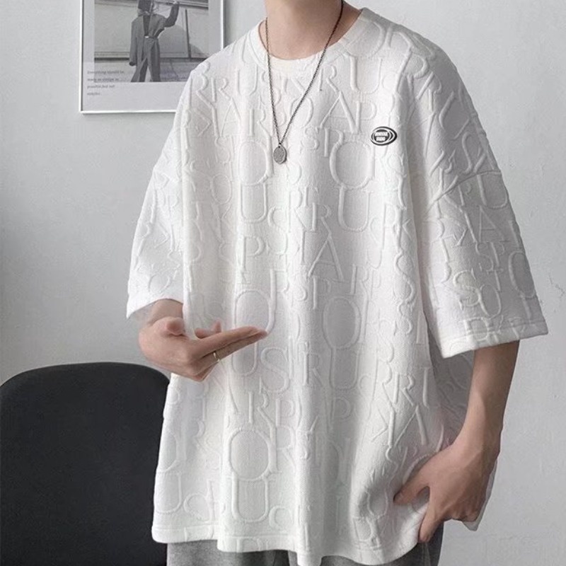 Áo Thun Tay Ngắn Cổ Tròn Dáng Rộng Thời Trang Mùa Hè Hong Kong 2023 Cho Nam