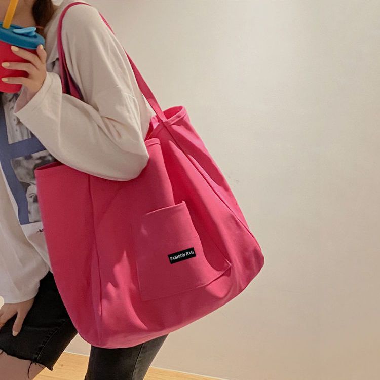 Túi Tote Đeo Vai Bằng Vải Canvas Kích Thước Lớn 38x34 Phong Cách Hàn Quốc Dễ Phối Đồ Thời Trang Cho Nữ