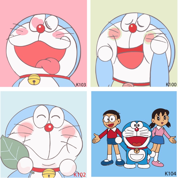 Tranh Tô Màu Số Hóa Doraemon Tranh Tô Màu Theo Số Kích Thước 20x20 Đã Căng Khung Kèm Màu, Cọ, Vít Treo Tường