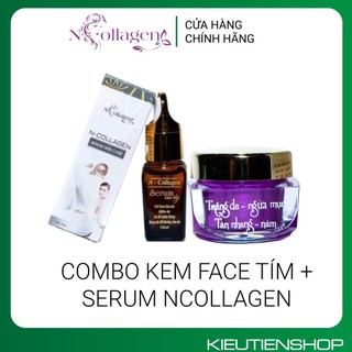 Combo kem face tím + serum ncollagen - hàng chính hãng