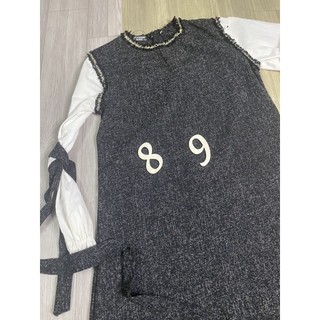 2hand đầm xám suông eo 89cm mã 189