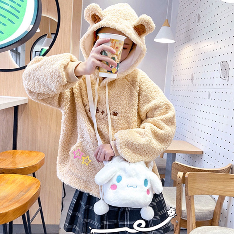 Bololo Túi Đeo Chéo Hình Chú Chó Cinnamon Nhồi Bông Đáng Yêu Thời Trang Cho Bé Gái