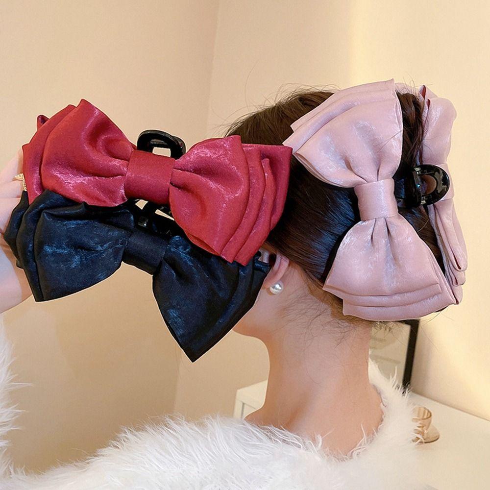 Kẹp Tóc Hình Nơ / Cá Mập Họa Tiết Hình Học Sáng Tạo Cho Nữ