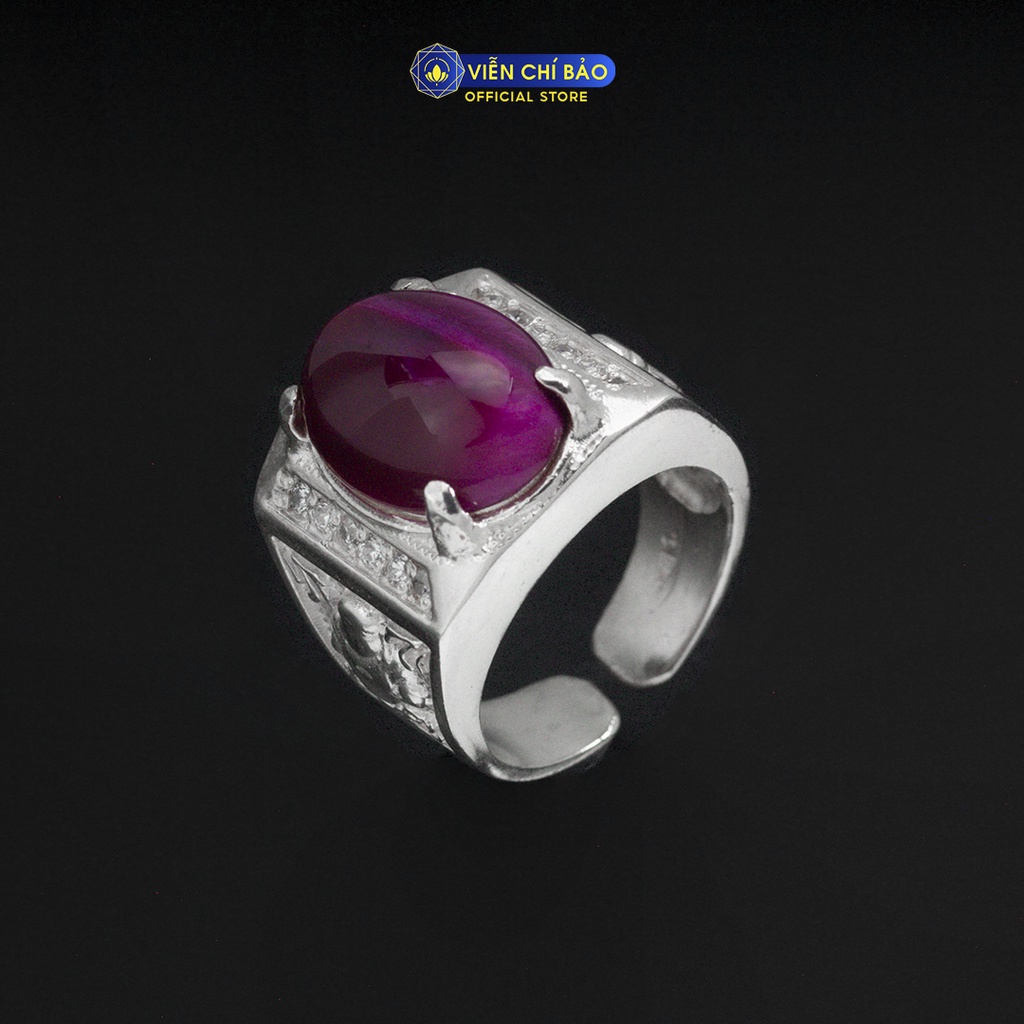 Nhẫn nam đá mắt hổ hồng phật di lặc chất liệu bạc 925 thời trang phụ kiện trang sức Viễn Chí Bảo N300716