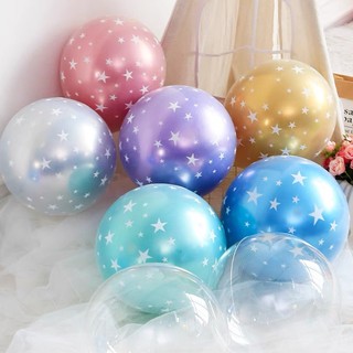 Bóng chrome siêu nhũ lồng bóng trong suốt in sao 12inch-bóng lồng - bóng nhũ - bóng siêu nhũ lồng - bóng chrome siêu