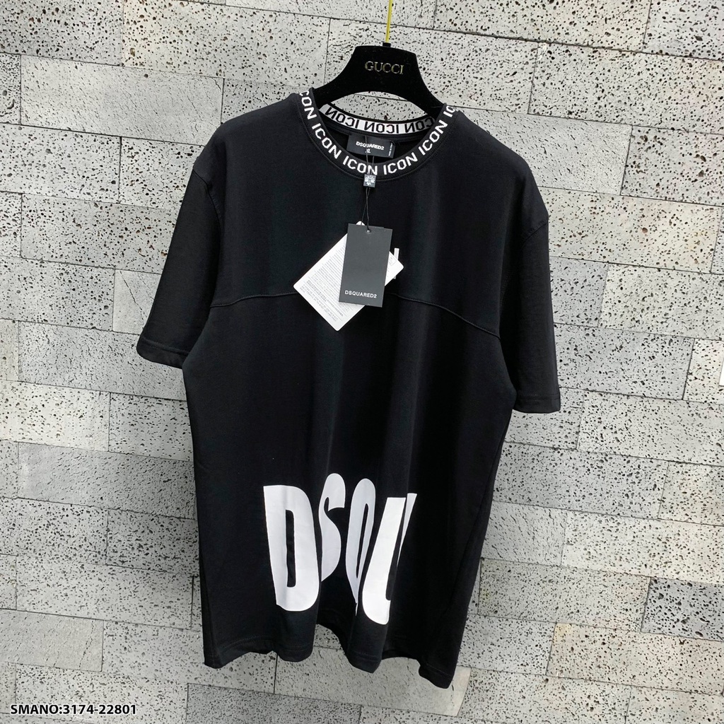 Áo Thun Cotton Nam DSQ Phối Icon Vền Cổ Thời Trang Mùa Hè Cho Nam