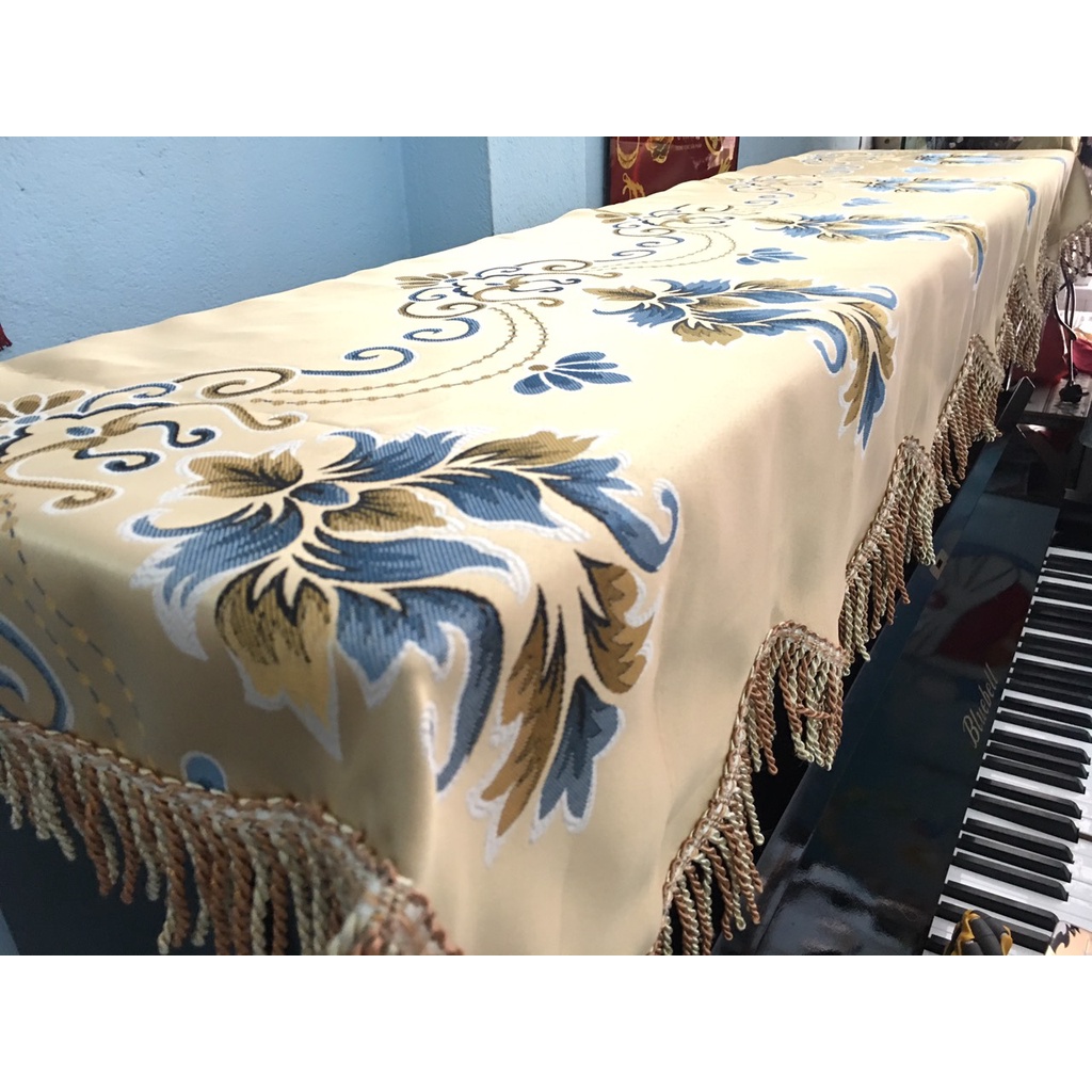 {⚡ Sản Phẩm Có Sẵn⚡} Khăn phủ đàn Piano Cơ Upright Vải Gấm Hoạ Tiết-GHT123