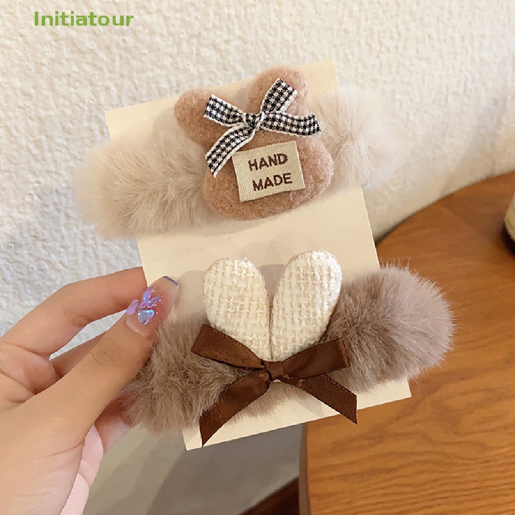 Dây Buộc Tóc Cao Su Đính Lông Trắng Hình Tai Thỏ Và Gấu Đáng Yêu Thời Trang Cho Nữ