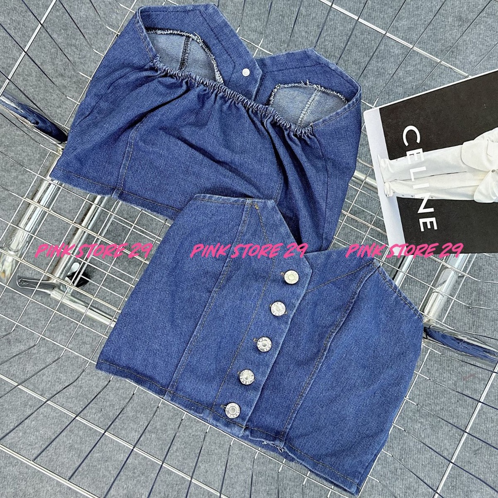 Áo ống jean kiểu cúc cài PINKSTORE29 phong cách quyến rũ A5594 | BigBuy360 - bigbuy360.vn