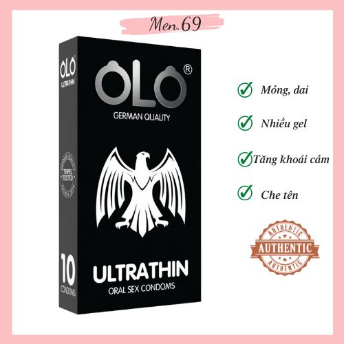 Bao cao su BCS OLO Ultrathin siêu mỏng kết hợp oral sex Hộp 10 chiếc ôm