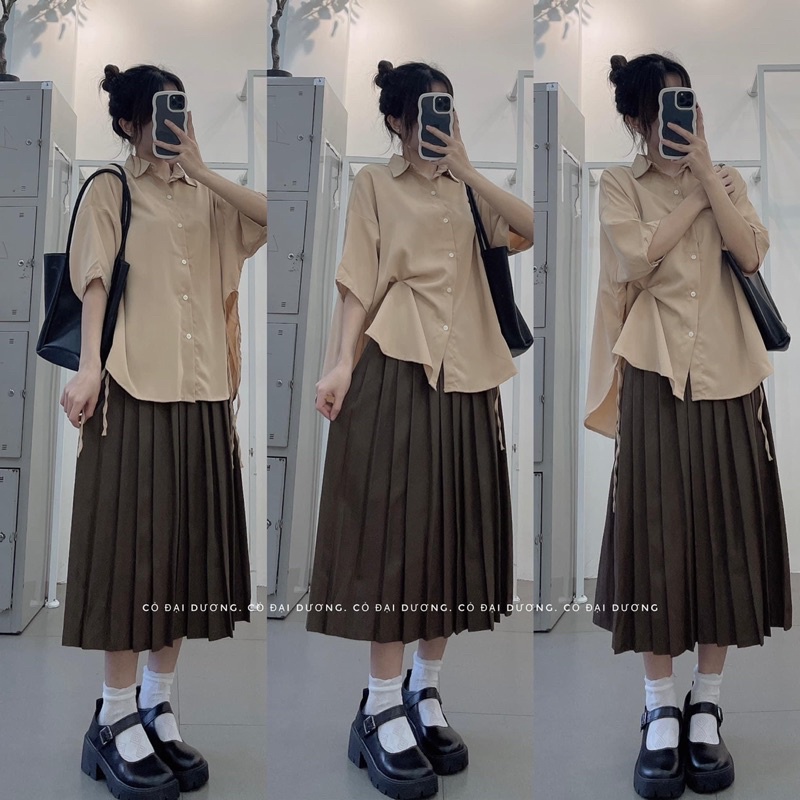 sơ mi lụa nơ eo 1120