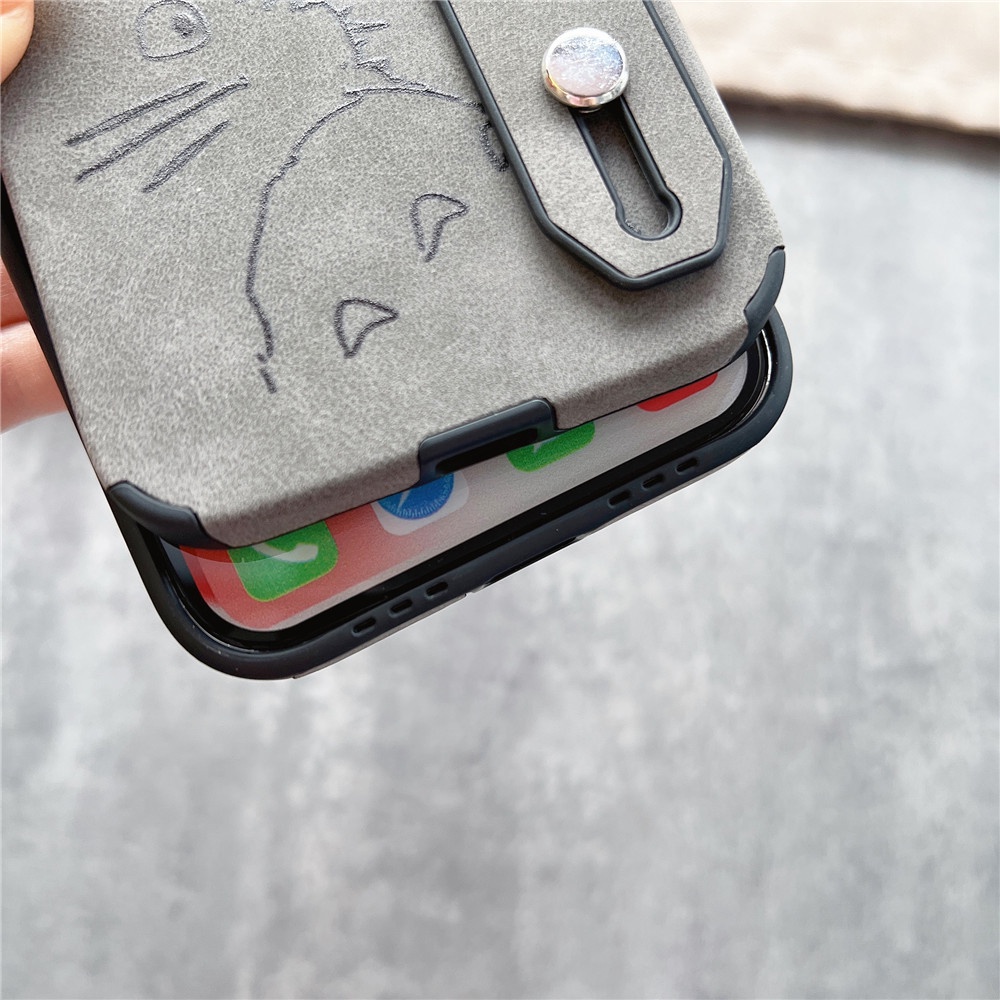 Ốp Điện Thoại tpu + Da Hình TOTORO Dễ Thương Cho iPhone 11 pro Max 12 pro Max 12 13 pro Max 14Pro Max 14PLUS