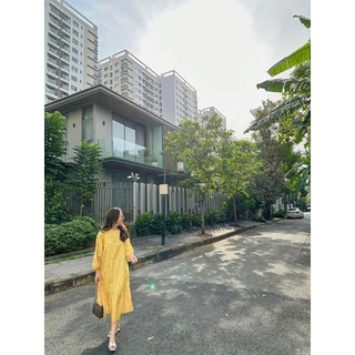 ĐẦM LỤA VÀNG HOA 2 LỚP