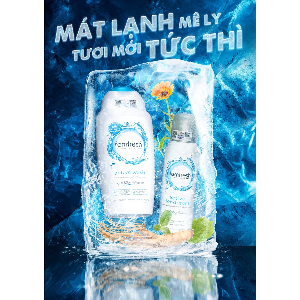 Dung dịch vệ sinh phụ nữ cao cấp năng động Femfresh Active Fresh Wash 250ml