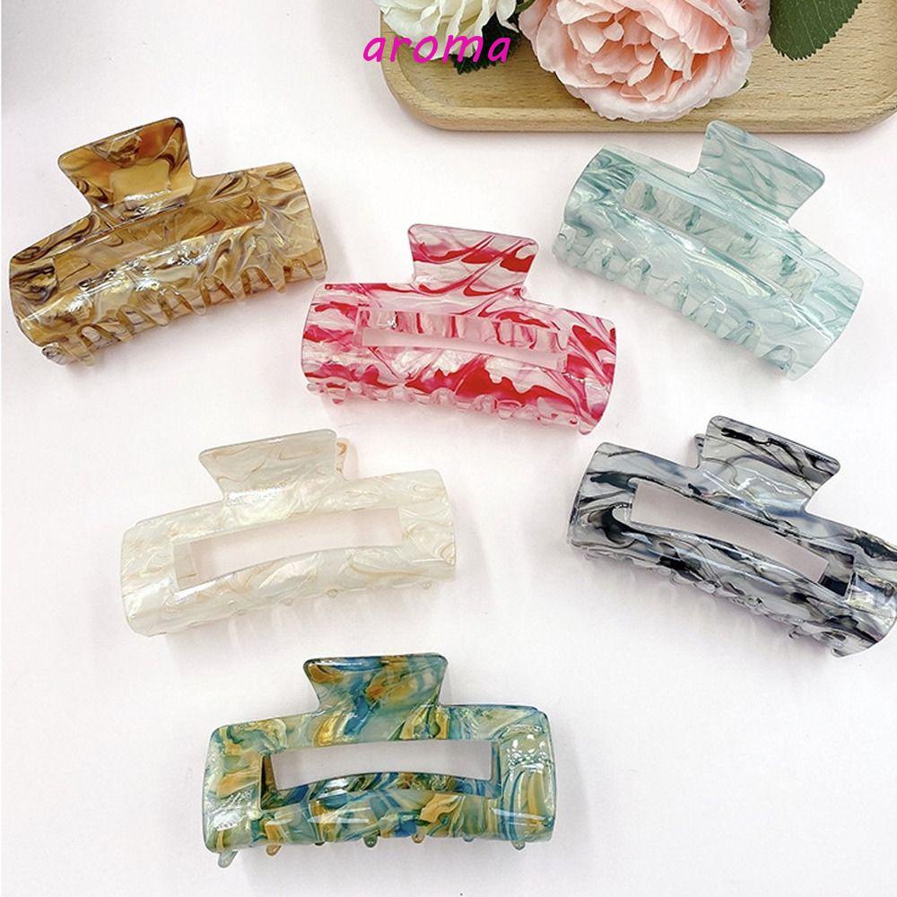 Kẹp Tóc Hình Vuông Lớn Họa Tiết Hình Học Rỗng Cho Nữ