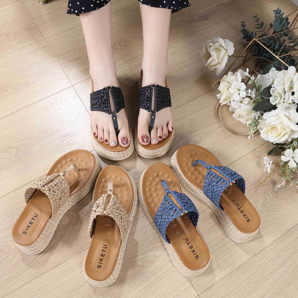 Giày Sandal Đế Dày Chống Trượt Phong Cách Roman Size 41-42 Cho Nữ