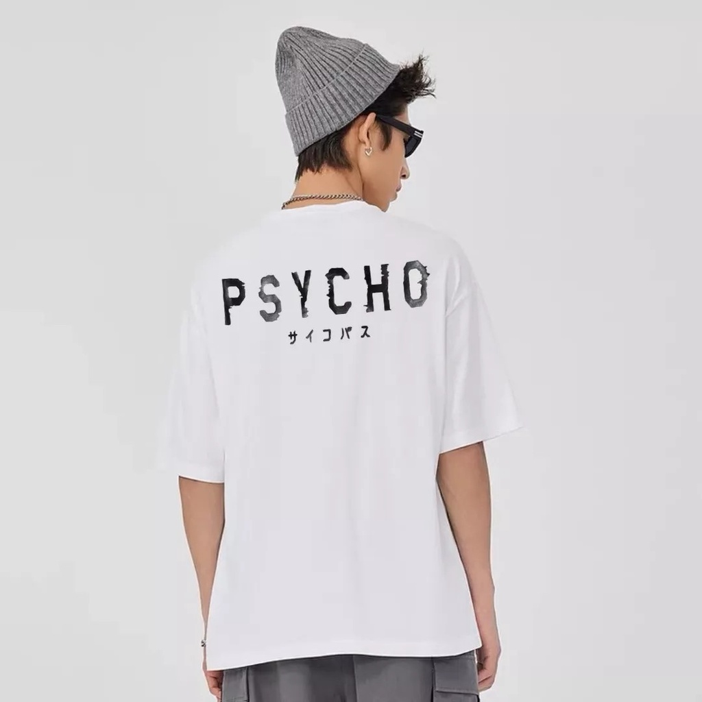 Áo thun tay lỡ form rộng unisex PSYCHO, Áo phông nam nữ form rộng