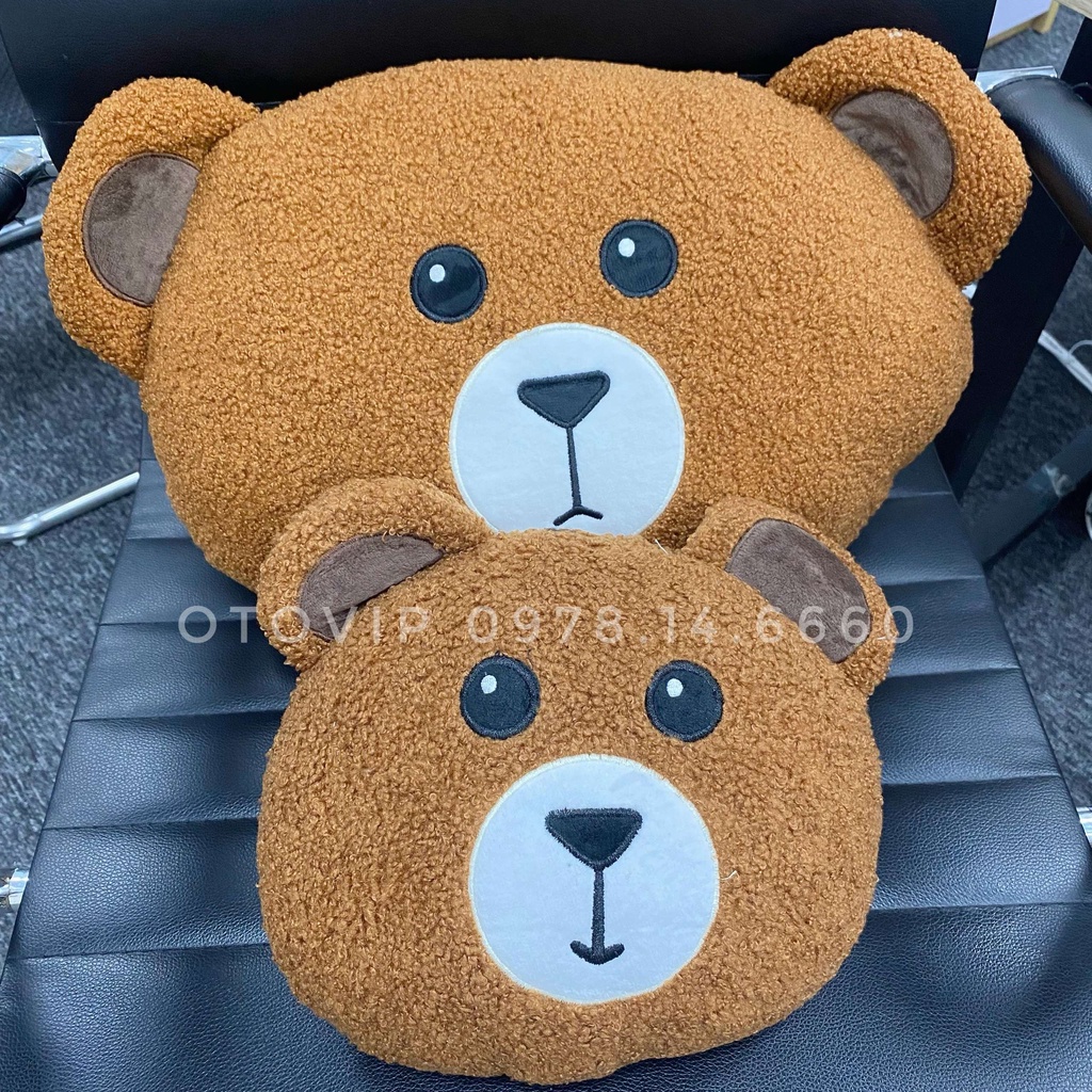Bộ tựa cổ và lưng trên xe hơi hình gấu mũi trắng, thỏ má hồng dễ thương.Bộ gối tựa 2 món dùng cho ô tô, văn phòng,...