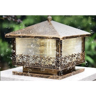 Đèn trụ cổng dáng cây dừa mạ đồng phi 300mm