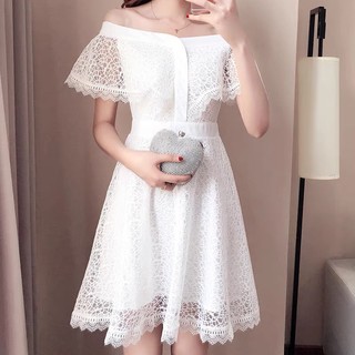 Đầm ren trễ vai tay bèo cao cấp bigsize (thời trang bigsize vicky.g - anitagreen)- NQ0223