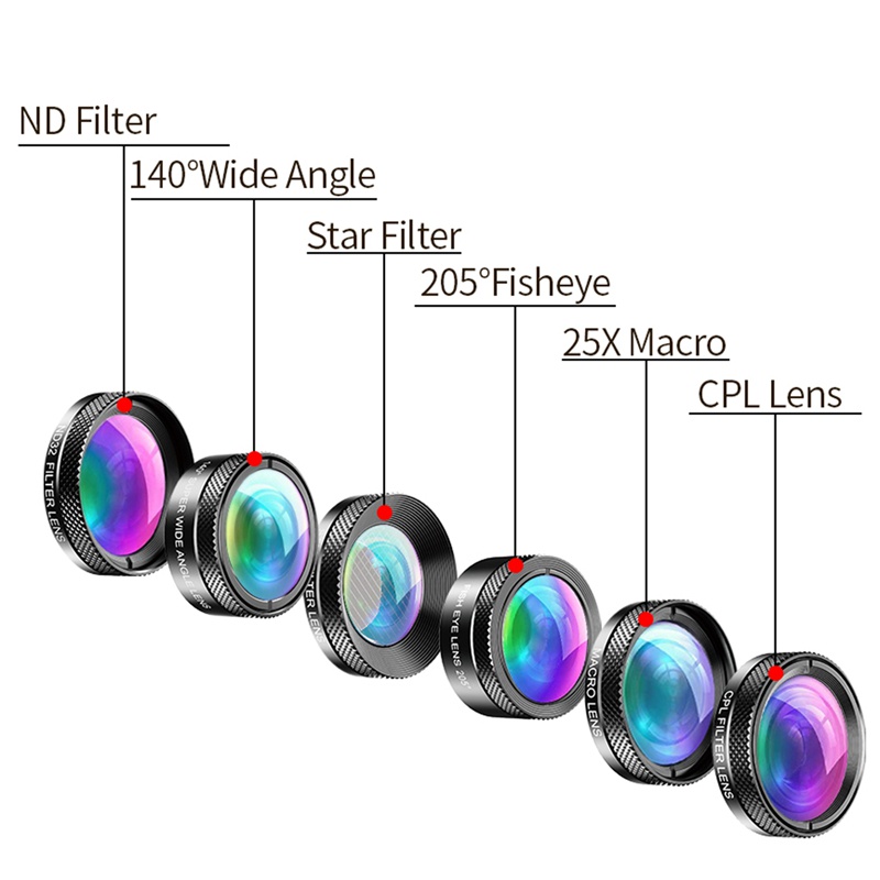 Apexel Bộ lens Máy Ảnh 6 Trong 1 Cho iphone xiaomi mi9 liujiud