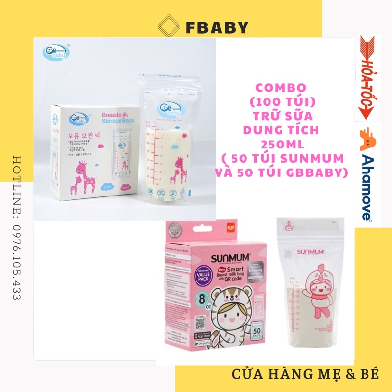 50 Túi Trữ Sữa Sunmum & 50 Túi Trữ Sữa Gbbaby