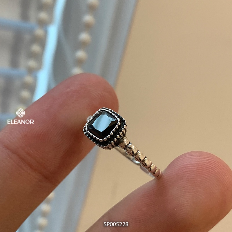 Nhẫn nữ hở bạc 925 Eleanor Accessories mặt vuông đính đá phụ kiện trang sức 5228