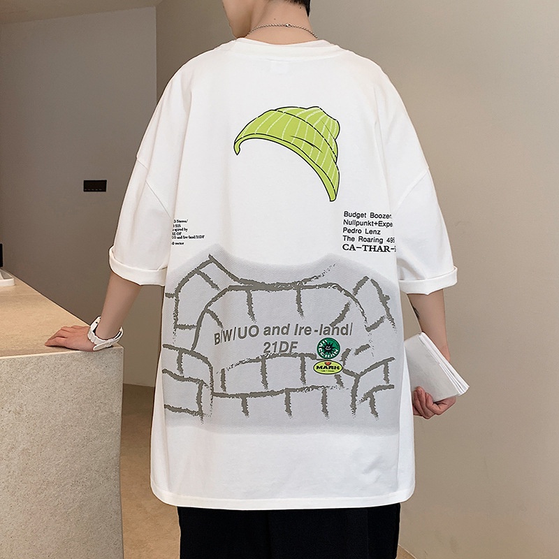 Áo thun AOKANG tay ngắn cổ tròn in họa tiết chữ cái thời trang cá tính dành cho nam