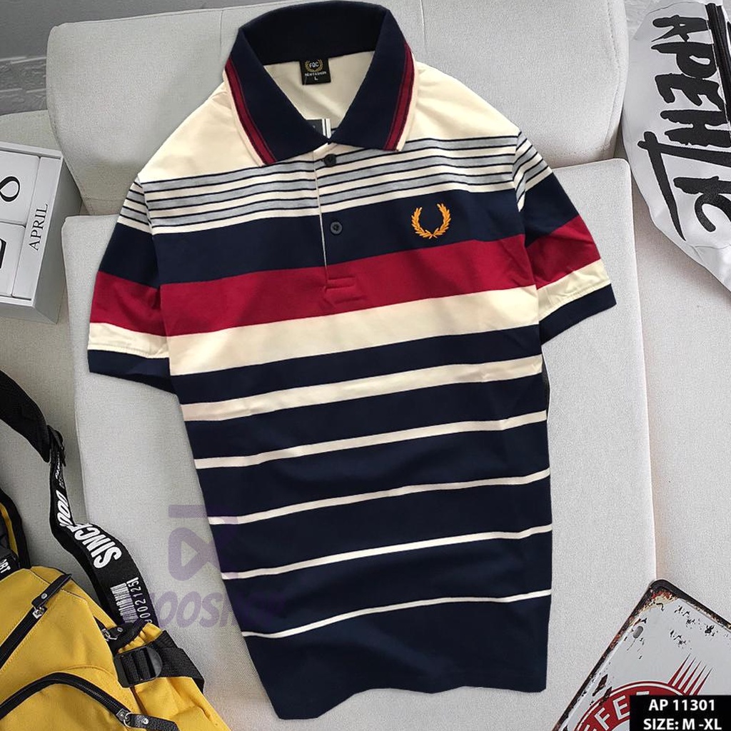 Áo thun nam trung niên, áo phông nam polo kẻ sọc ngang trung niên đẹp, cotton, form rộng riooshop RCP008