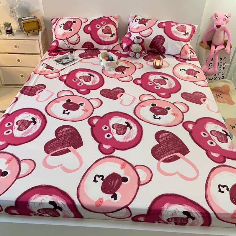 (Rẻ vô địch) Bộ ga gối cotton poly 3 món 1ga bo chun+2 vỏ gối đầu được chọn mẫu