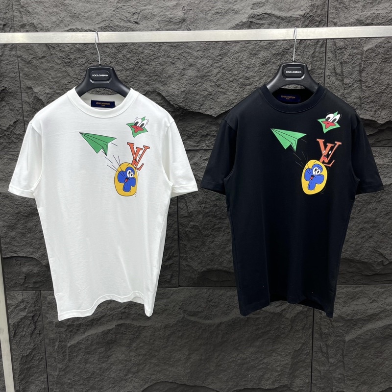 Áo phông nam nữ Premium Cotton in logo chữ hoa máy bay Eo Vì cổ bo dày dặn phong cách đường phố AP79P