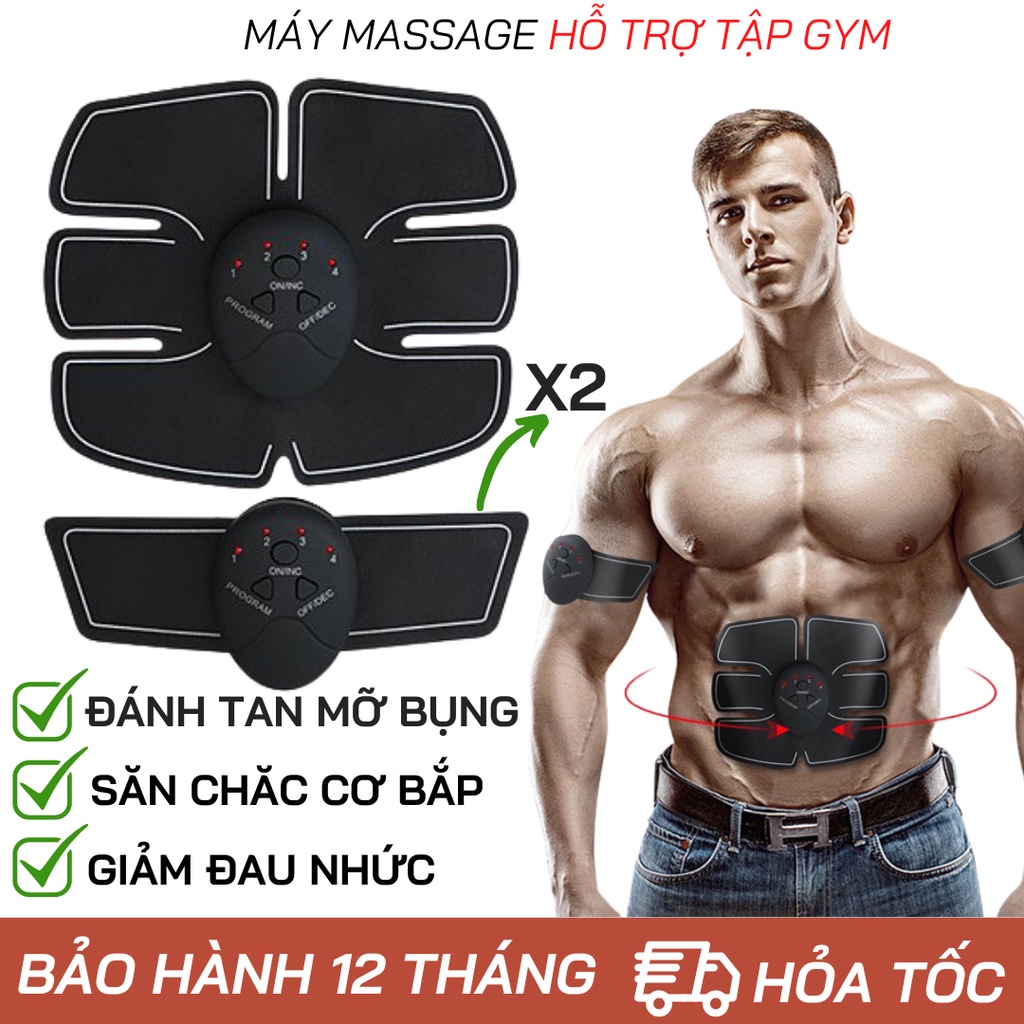 Máy Massage Xung Điện Hỗ Trợ Tập Gym, Đánh Tan Mỡ Bụng, Săn Chắc Cơ Giảm Đau Nhức Hiệu Qủa Với 6 Chế Độ, 10 Cấp Độ