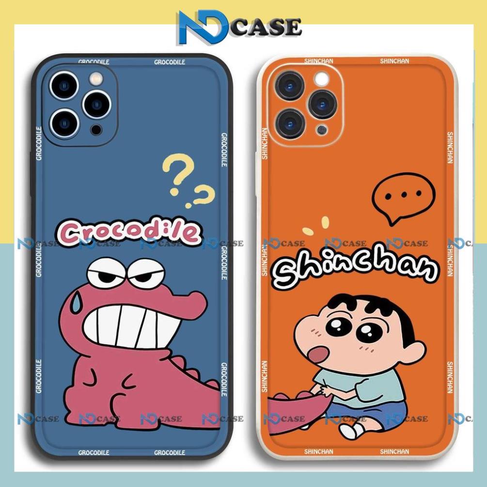 Ốp lưng iPhone cạnh viền vuông cặp đôi hoạt hình shin chan cậu bé bút chì ip 6/6s/7/8/X/XS/11/12/13/14 Pro Plus Max
