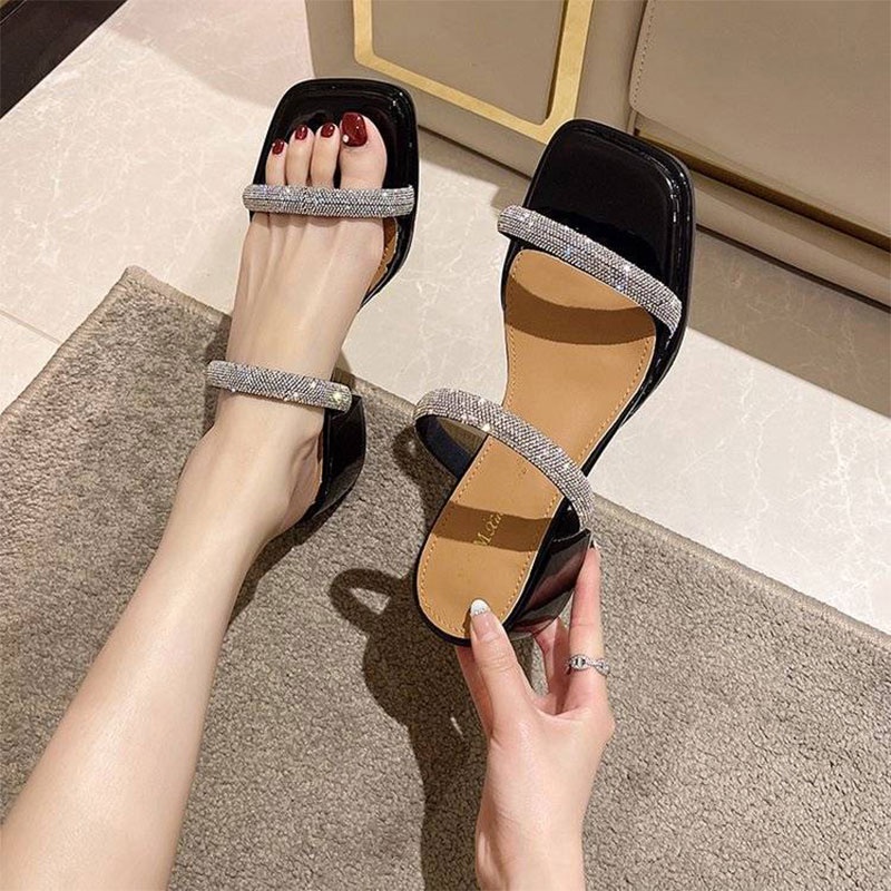 Xăng đan Cao Gót Hở Ngón Đính Đá Hình Ngôi Sao / Trái Tim Màu Bạc Thời Trang Cho Nữ