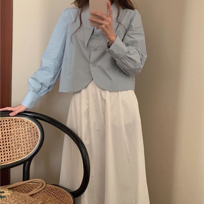 Áo Sơ Mi Nữ Tay Dài Màu Trơn Thời Trang Hàn Quốc