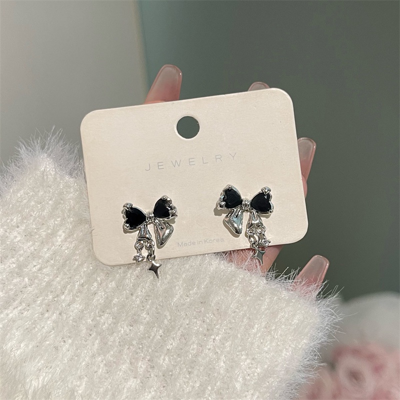 Bông Tai Hình Nơ Đính Đá Zircon Lấp Lánh Sang Trọng Phong Cách Hàn Quốc Cho Nữ