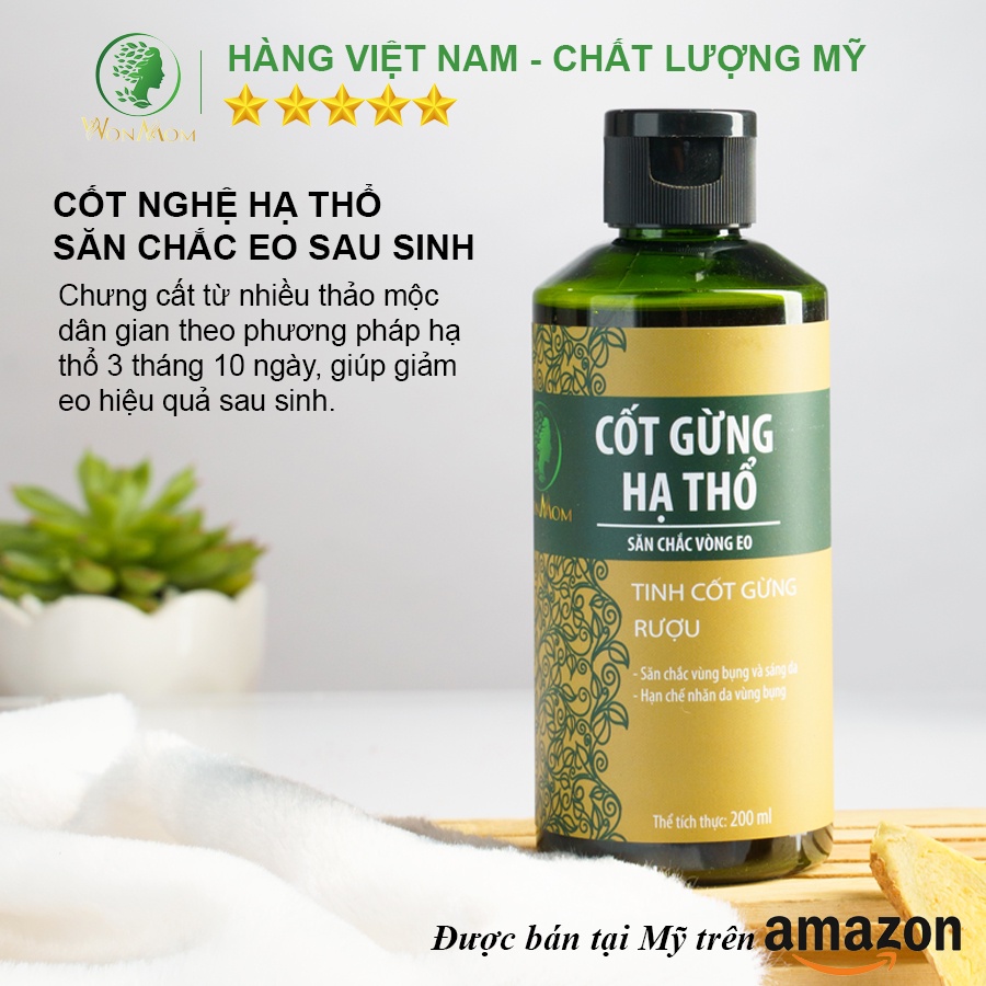 [ Giảm 35K - Đơn 329K ] Bộ giảm eo sau sinh dưới 3 tháng Wonmom ( 1 Cốt gừng hạ thổ + 1 Gen nịt bụng )