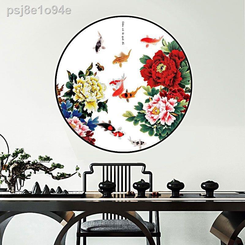 Tranh trang trí hình tròn kiểu Trung Quốc mới nghiên cứu tranh treo tường phòng khách Phong thủy may mắn treo tranh hiên