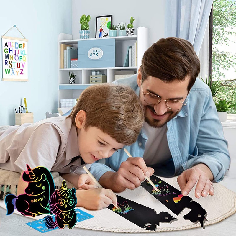 Set 12 Thẻ Đánh Dấu Trang Sách Vẽ Tranh Bằng Giấy Hình Hoạt Hình Nhiều Màu Sắc Sáng Tạo Dành Cho Trẻ Em DIY