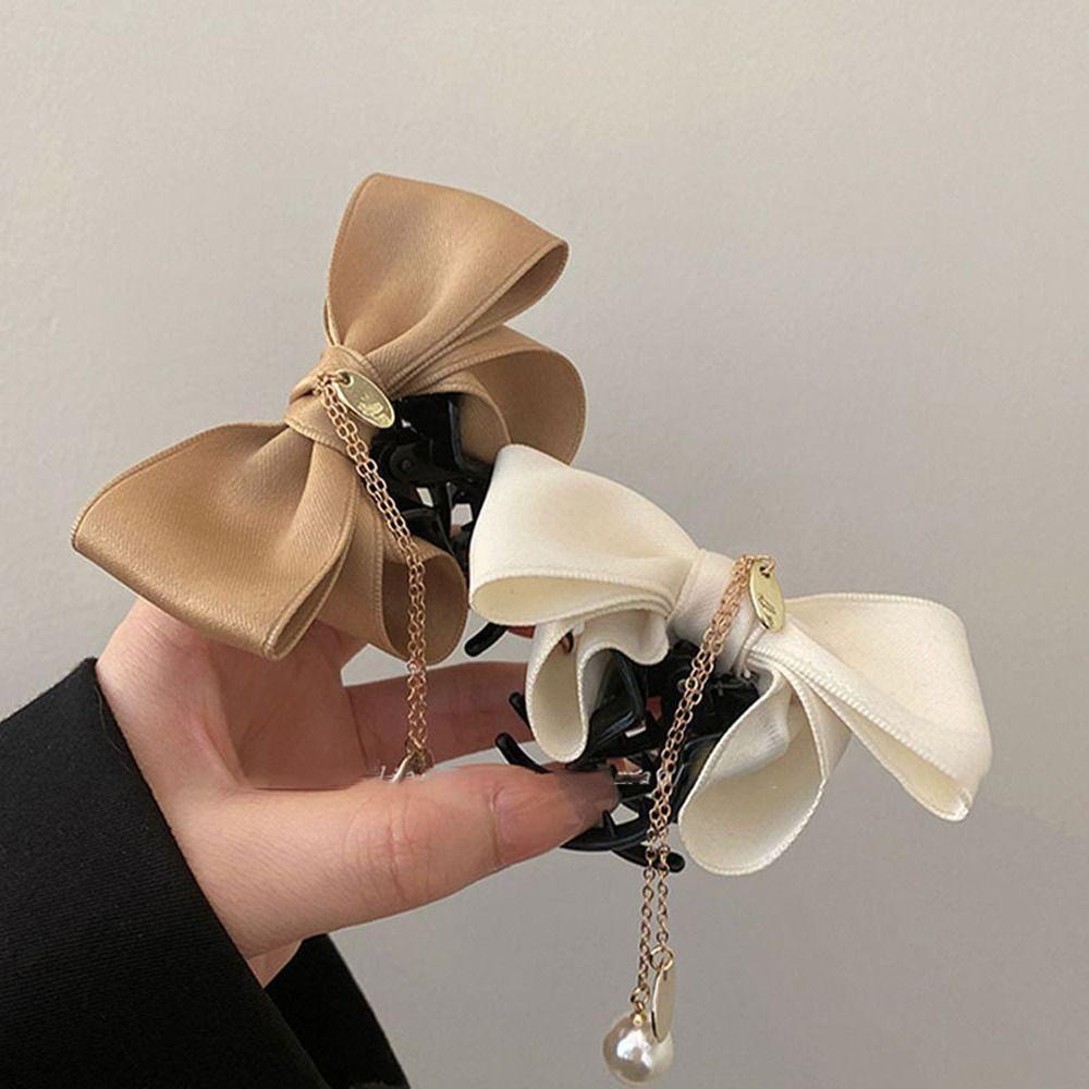 Kẹp Tóc Đuôi Ngựa Hình Nơ Phối Tua Rua Phong Cách Hàn Quốc Cổ Điển Thời Trang Cho Nữ