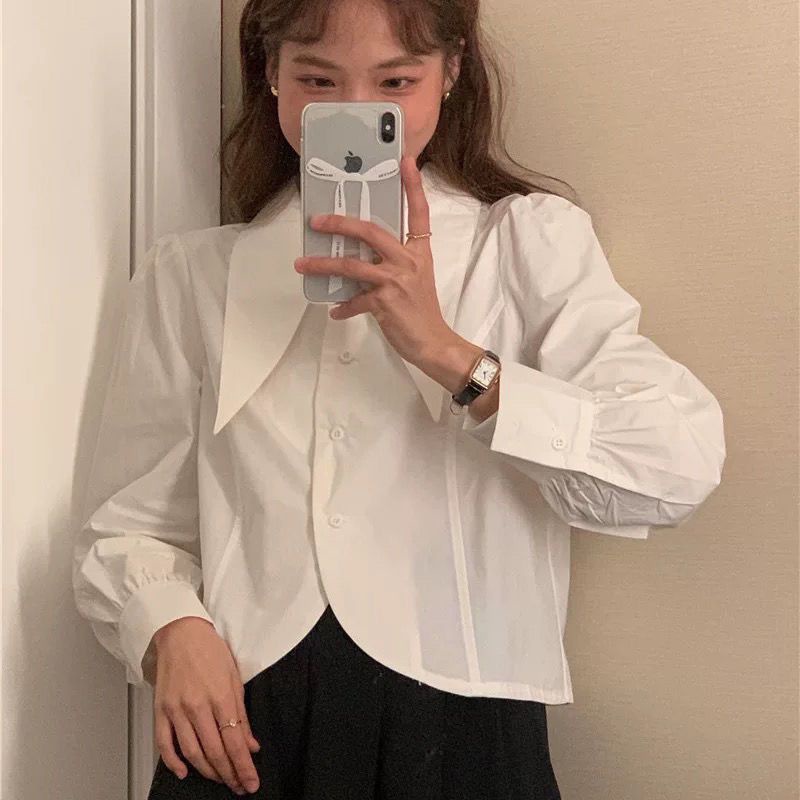 Áo Sơ Mi Nữ Tay Dài Màu Trơn Thời Trang Hàn Quốc