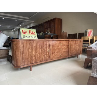 Kệ để tivi gỗ kiểu dáng nan, 2 cánh mở kèm 3 ngăn kéo tiện lợi, kích thước và màu sắc tùy chọn