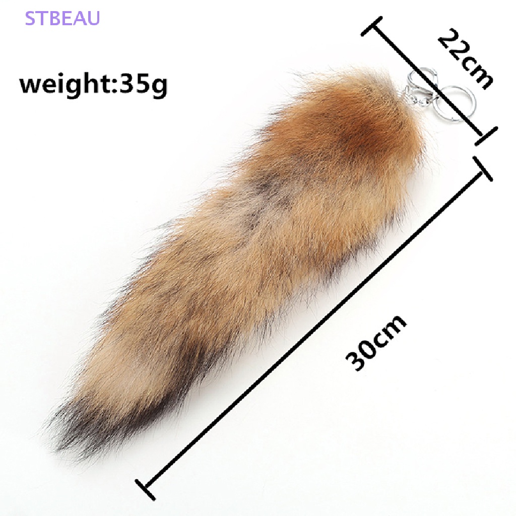 [Cxsteau] Móc Khóa Túi Xách / Móc Khóa Hình Đuôi Cáo Phối Lông Tua Rua Màu Bạc MME