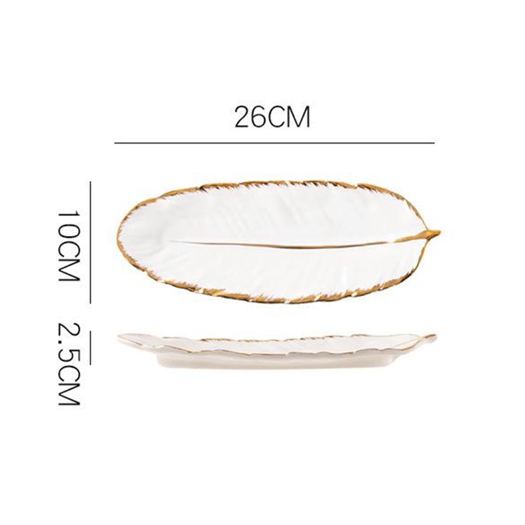 Set 2 Đĩa Sứ Đựng Trái Cây Hình Lông Vũ Độc Đáo