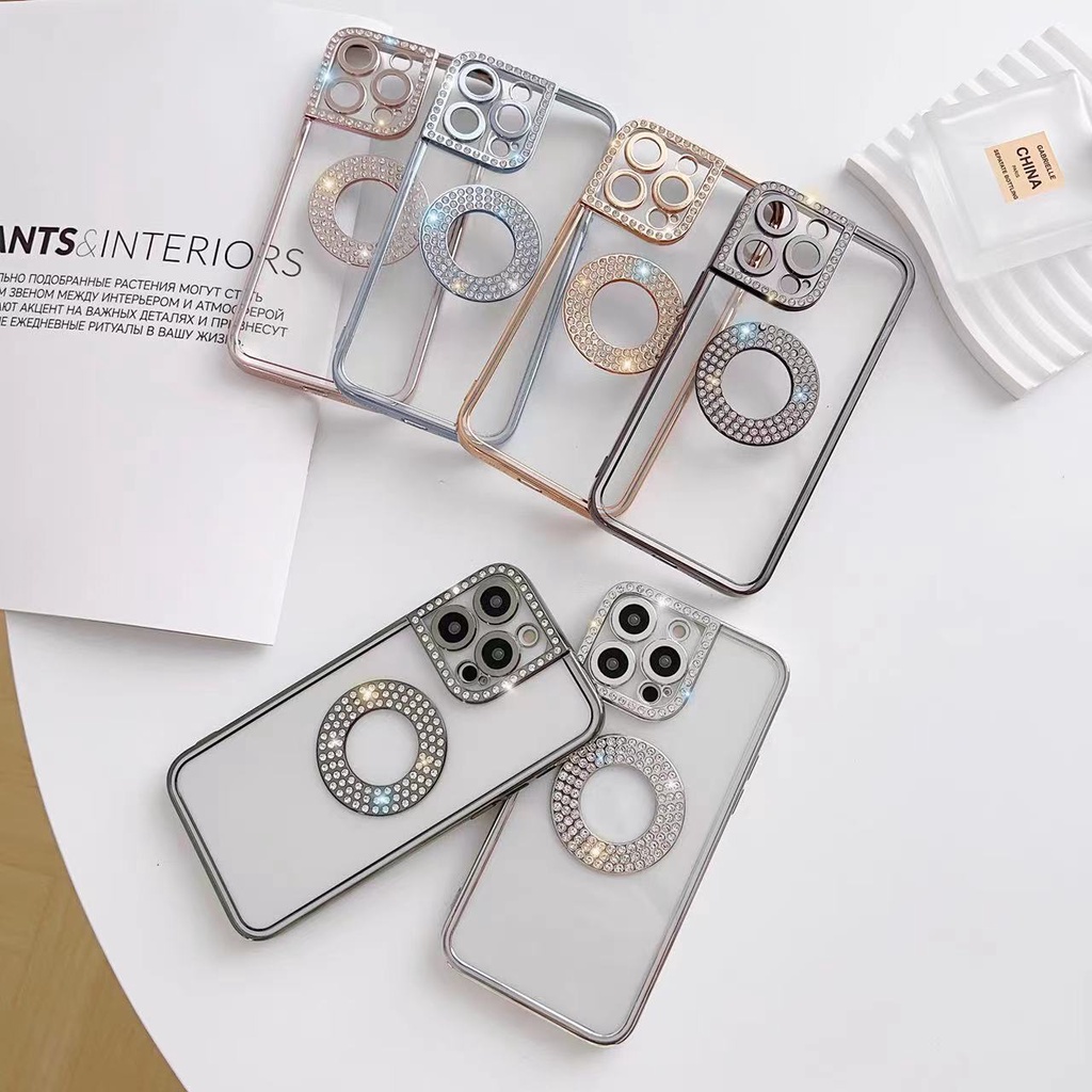 Ốp Điện Thoại Mềm Chống Sốc Đính Đá Sang Trọng Bảo Vệ Toàn Diện Cho iphone 11 pro max 12 13 14 pro max plus