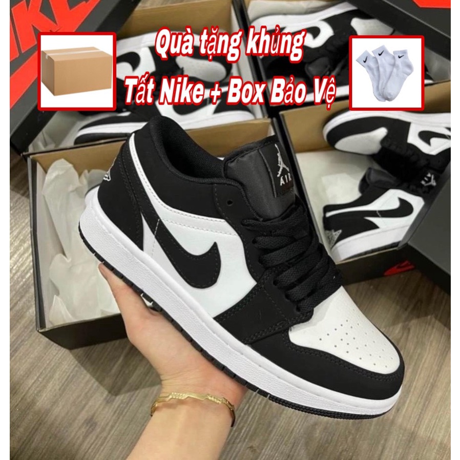 Giày Thể Thao Jordan cổ thấp đen trắng, Sneaker JD 1 Low Panda dành cho nam và nữ, bản cao cấp full phụ kiện box bill