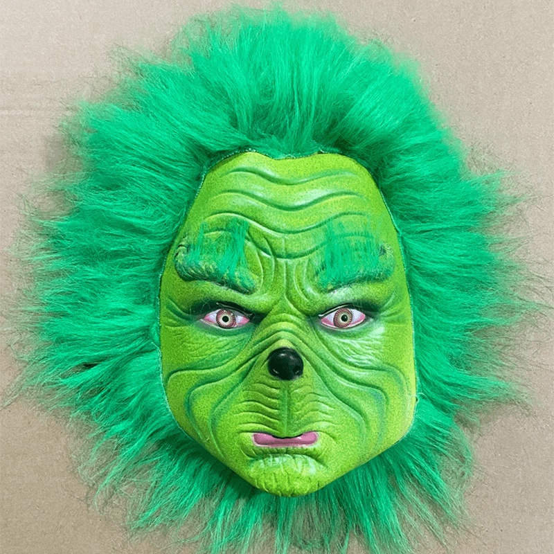 Trang phục tên trộm Grinch mặt nạ cao su có lông màu xanh lá cây The Green Grinch